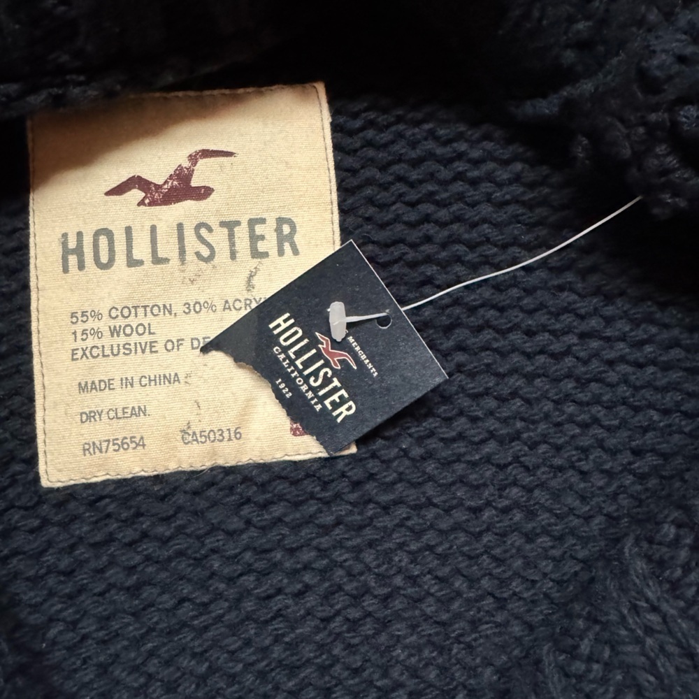 Hollister Boys Navy Cardigan NWT VTG Shawl Collar Holiday Party Grandpa Y2K Lg - Picture 9 of 11